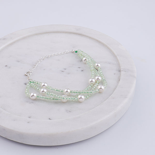Peridot & Pearl Silver Bracelet (Project Handmade)
