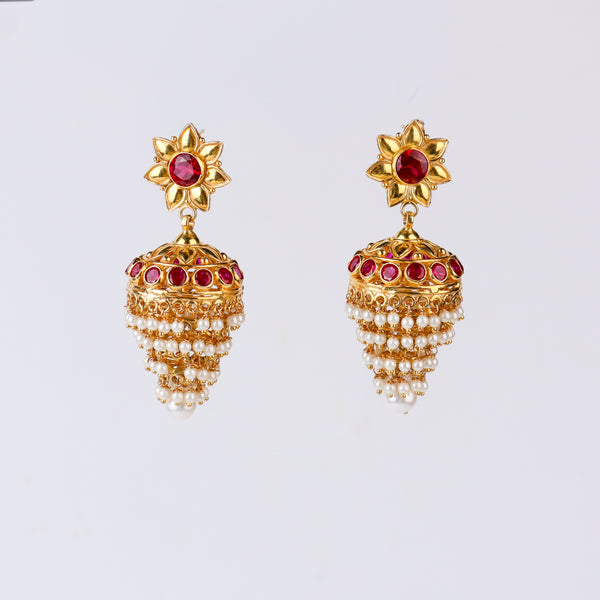 Jhumki with Pearl | 92.5 Silver | 22K Gold Plated