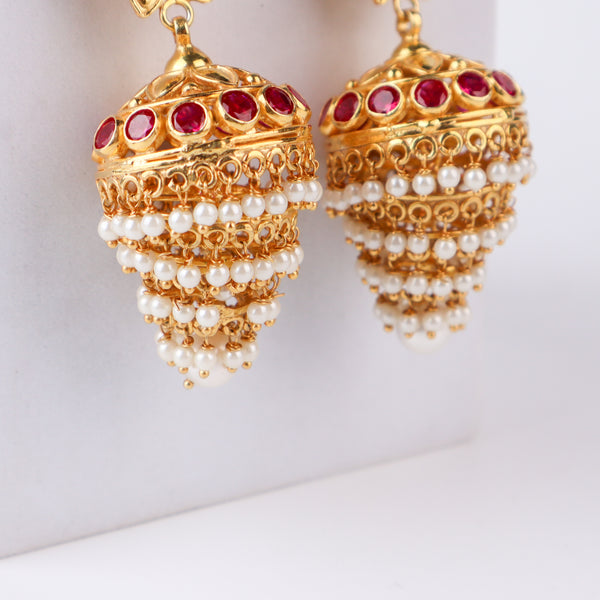 Jhumki with Pearl | 92.5 Silver | 22K Gold Plated