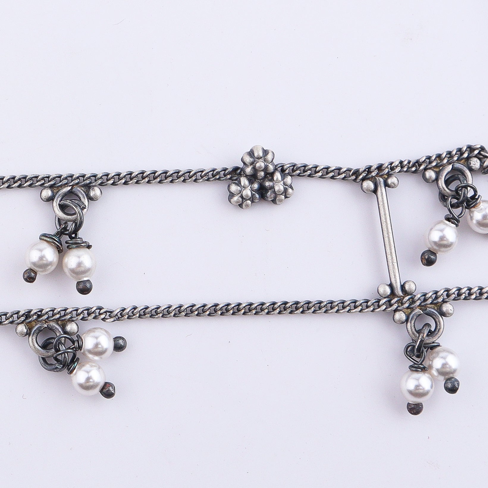 Silver Oxidized Multicharm Choker