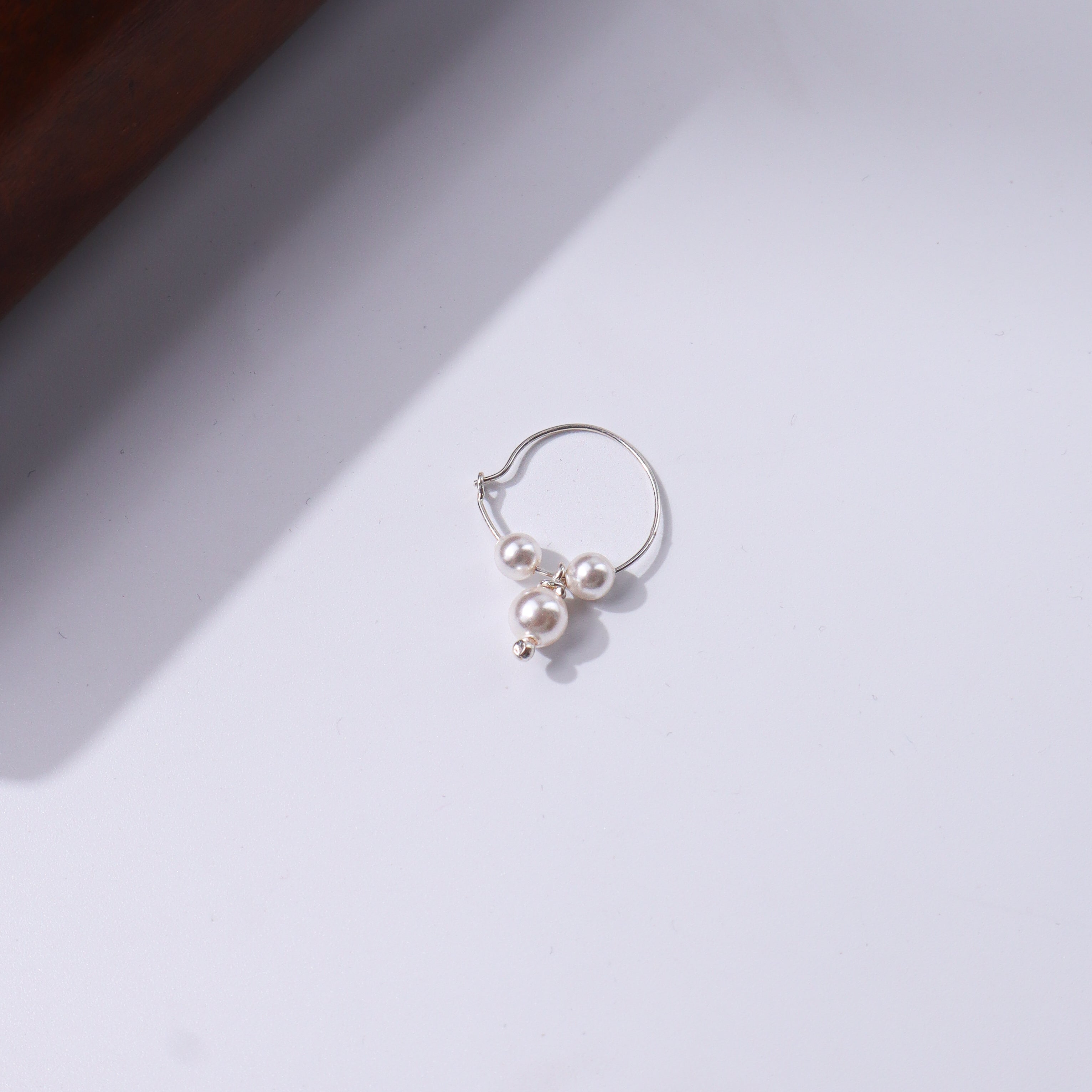 Silver pearl earrings with dangling pearls