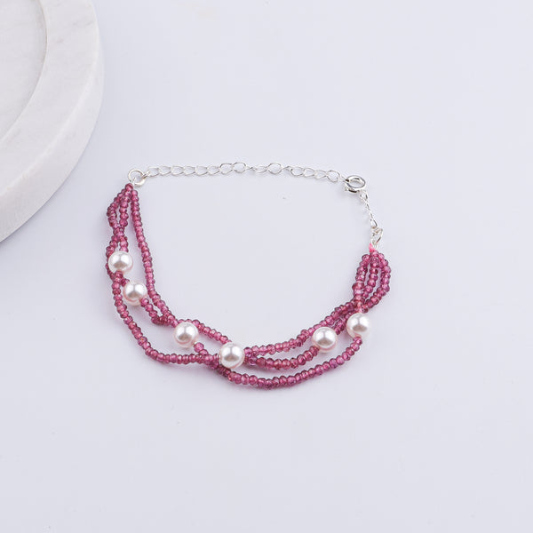 Ruby & Pearl Silver Bracelet (Project Handmade)