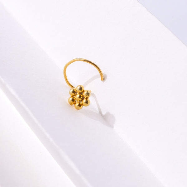 Itihaas Kudi Nose pin: Small (Pierced) | 92.5 Silver | 22K Gold Plated