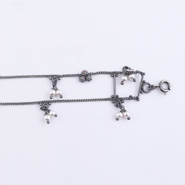 Silver Oxidized Multicharm Anklet