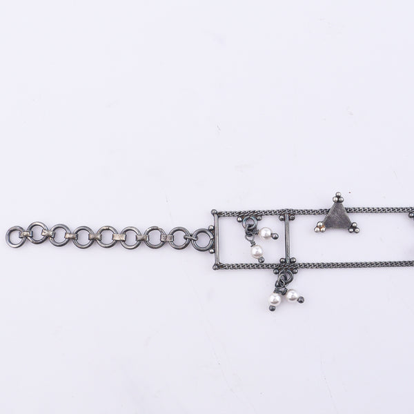Silver Oxidized Multicharm Anklet