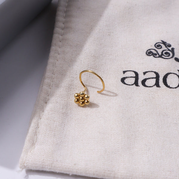 Itihaas Kudi Nose pin: Small (Pierced) | 92.5 Silver | 22K Gold Plated