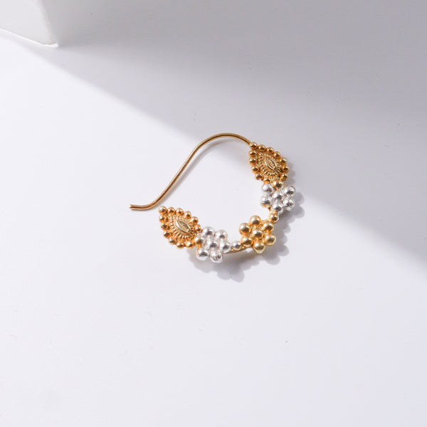 Gold and silver earrings with intricate design for traditional wear