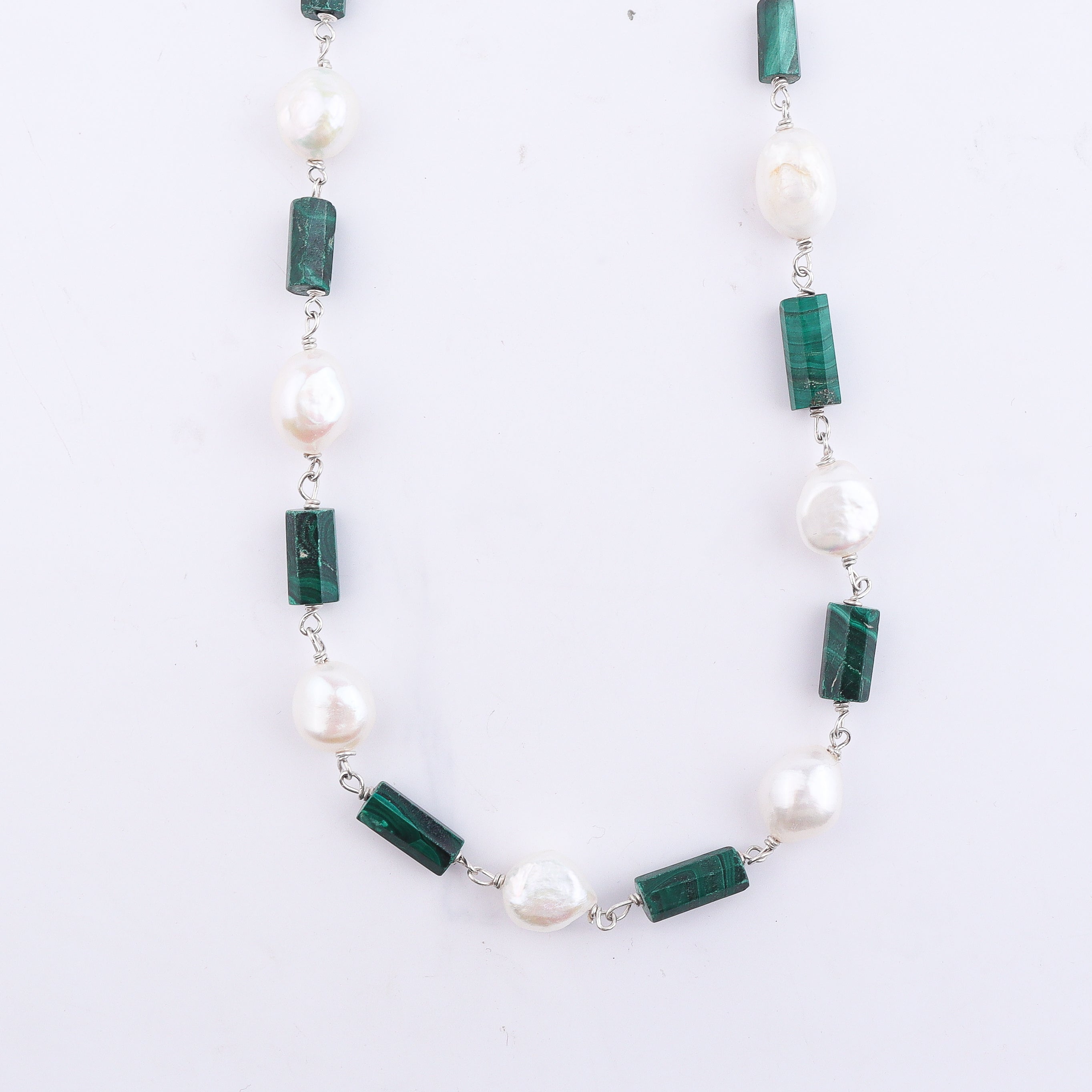 Malachite and Pearl Ganthan Necklace