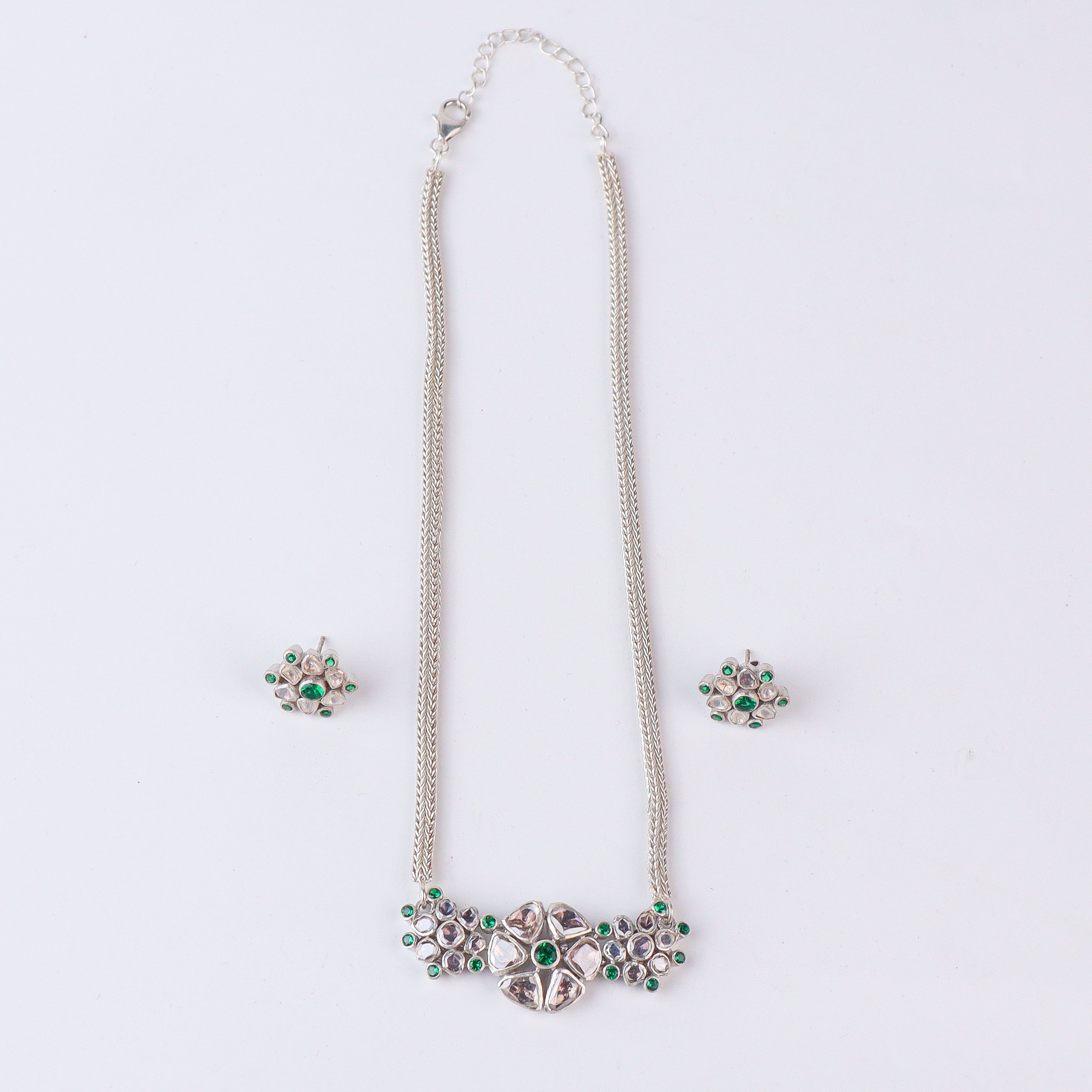 Polki Choker Silver Set (Moissanite)