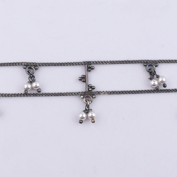 Silver Oxidized Multicharm Anklet
