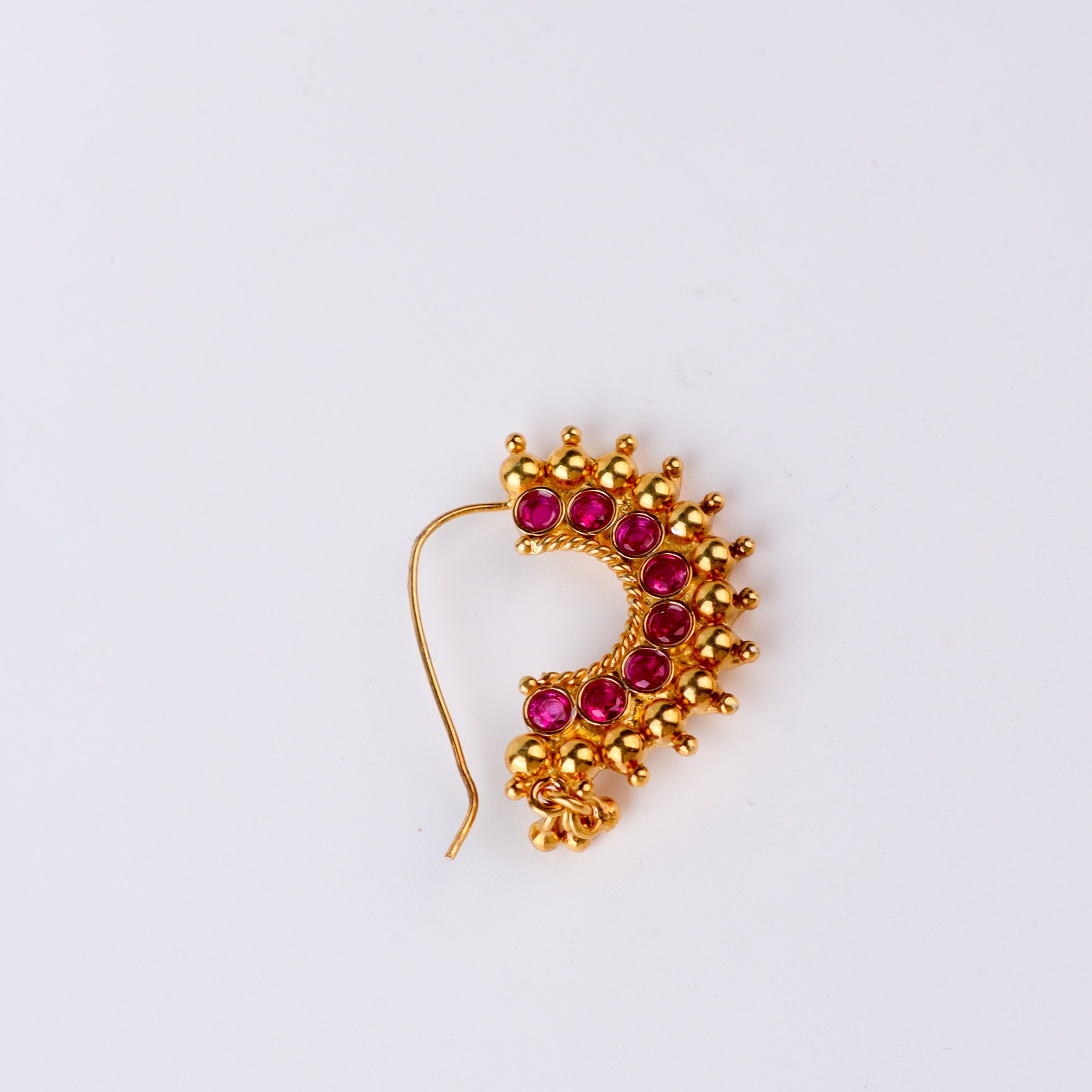 Karwar Nath : Pink (Left, Pierced) | 92.5 Silver | 22K Gold Plated