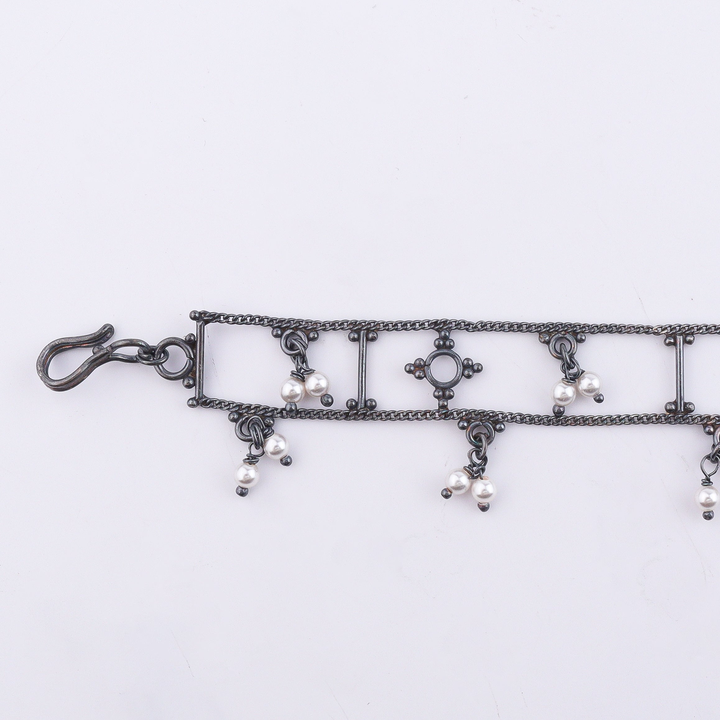 Silver Oxidized Multicharm Anklet