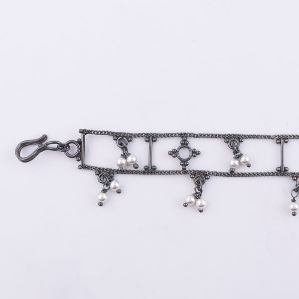 Silver Oxidized Multicharm Anklet