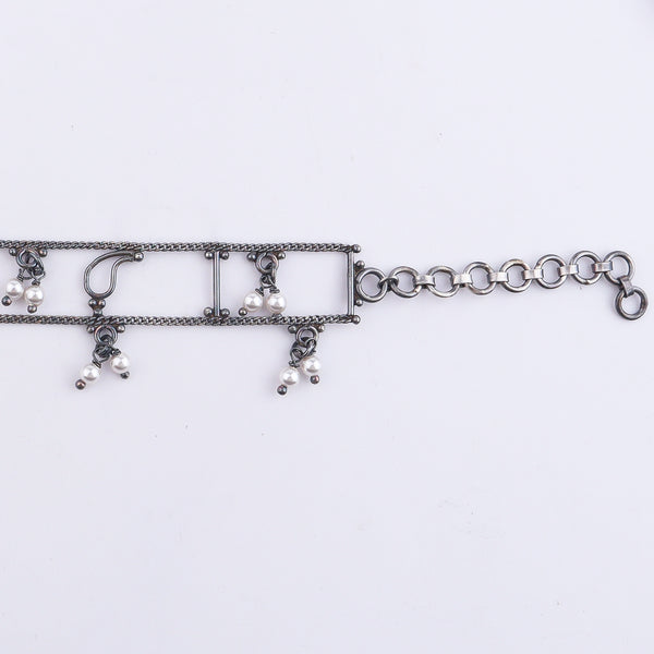 Silver Oxidized Multicharm Anklet