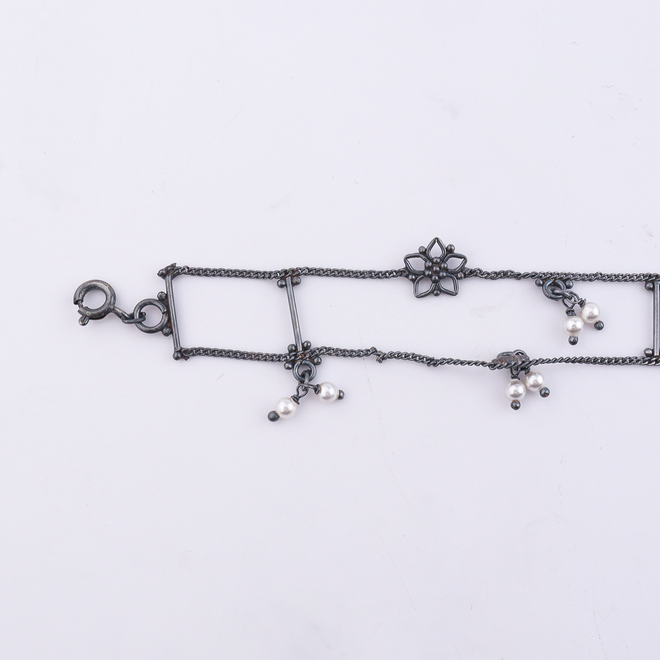 Silver Oxidized Multicharm Anklet