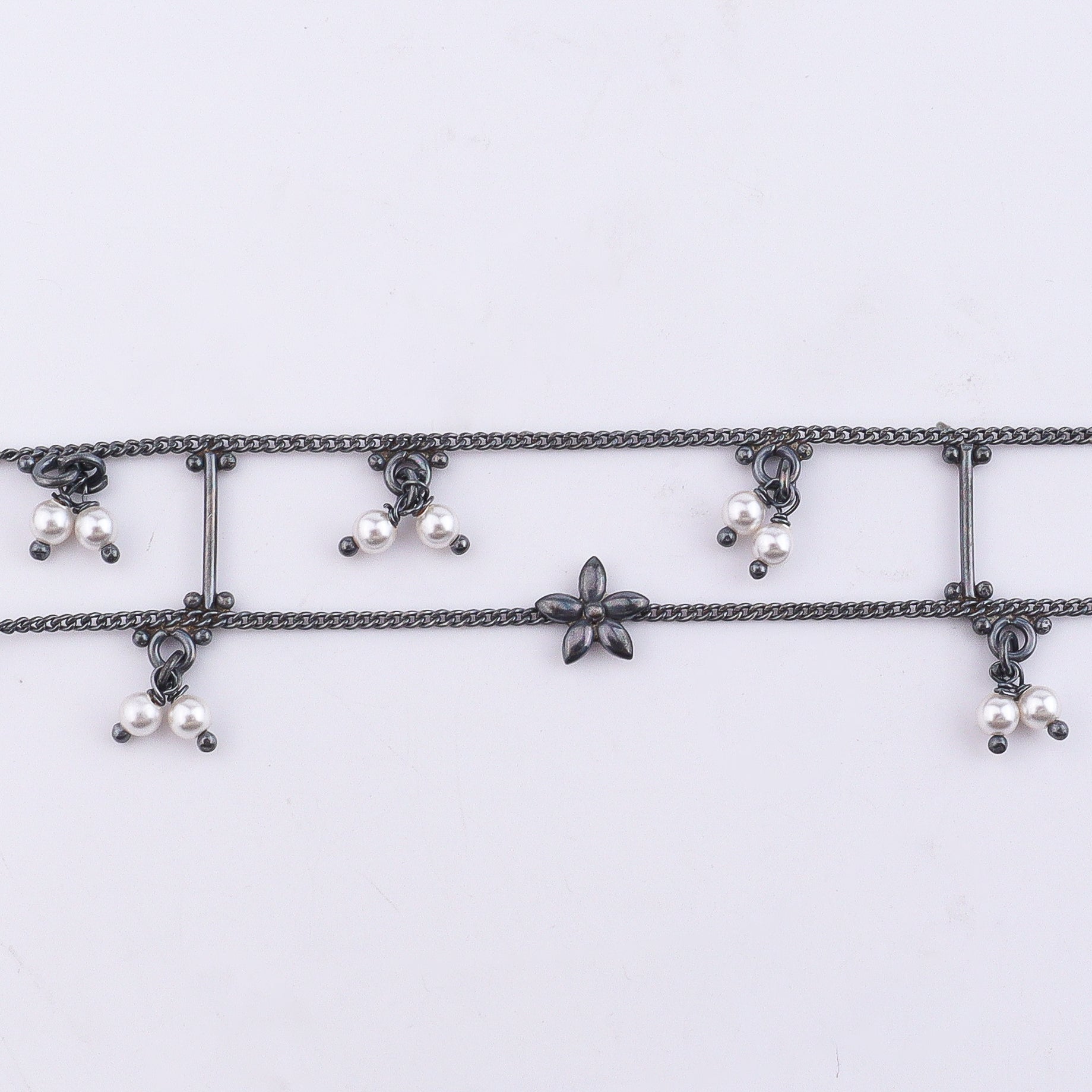 Silver Oxidized Multicharm Anklet