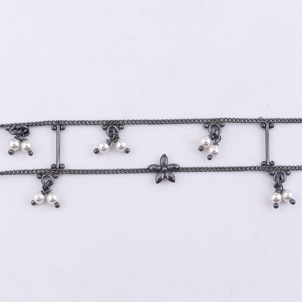 Silver Oxidized Multicharm Anklet