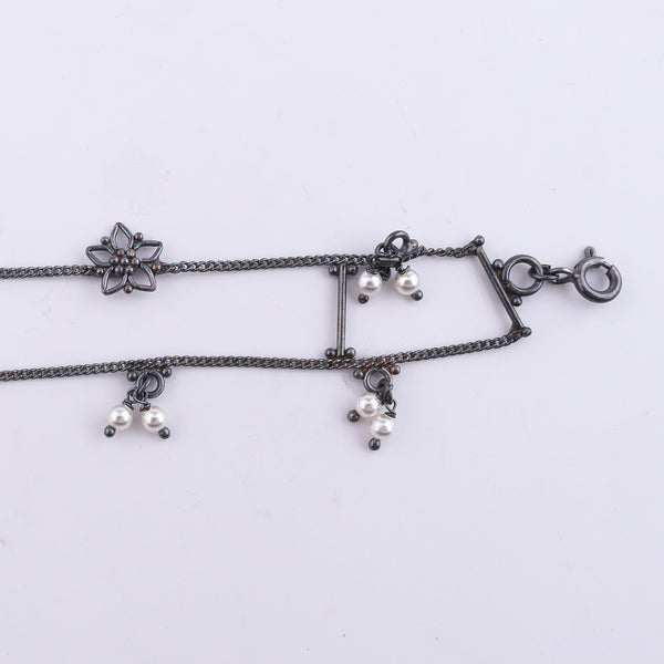 Silver Oxidized Multicharm Anklet