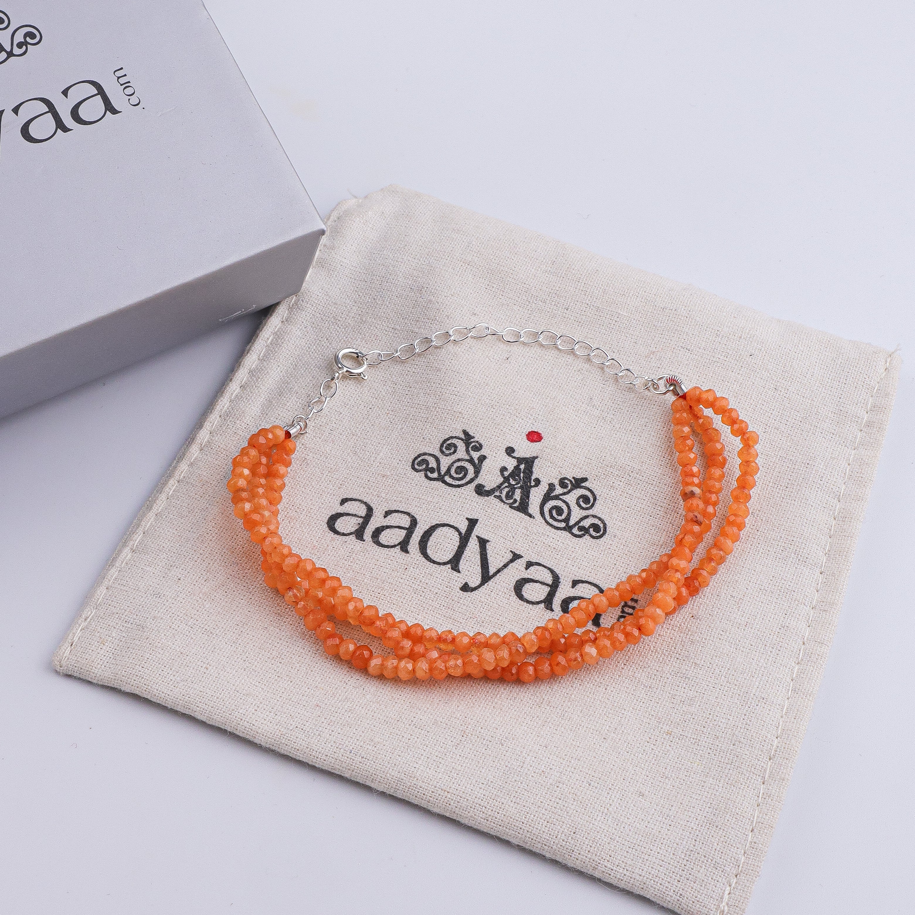 Orange Jade Silver Bracelet (Project Handmade)