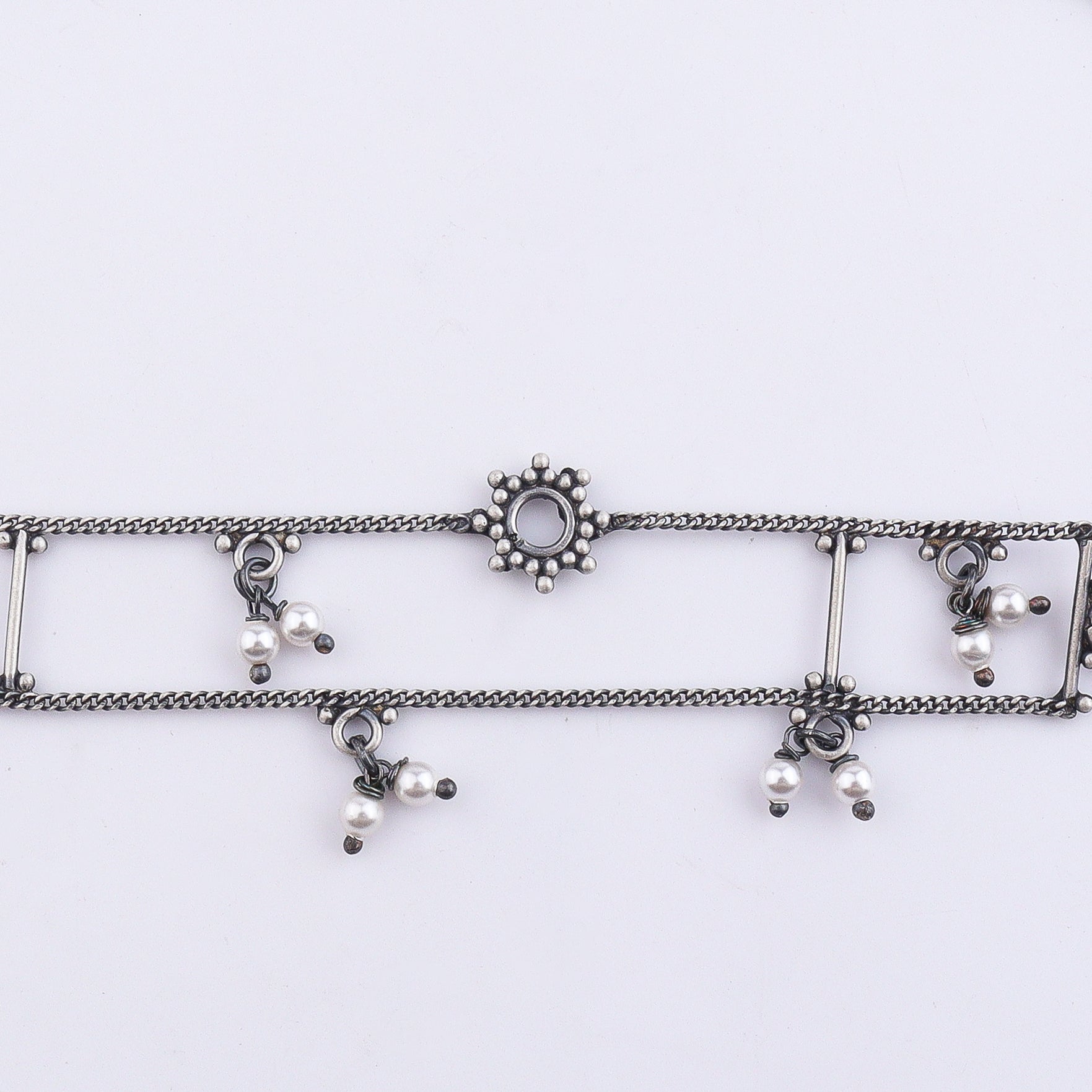 Silver Oxidized Multicharm Choker