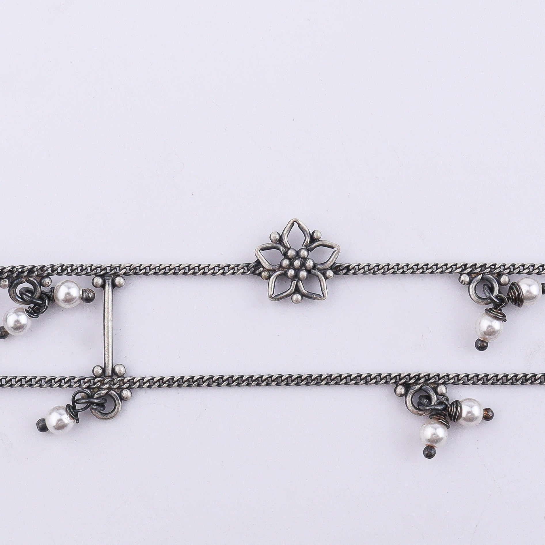 Silver Oxidized Multicharm Choker