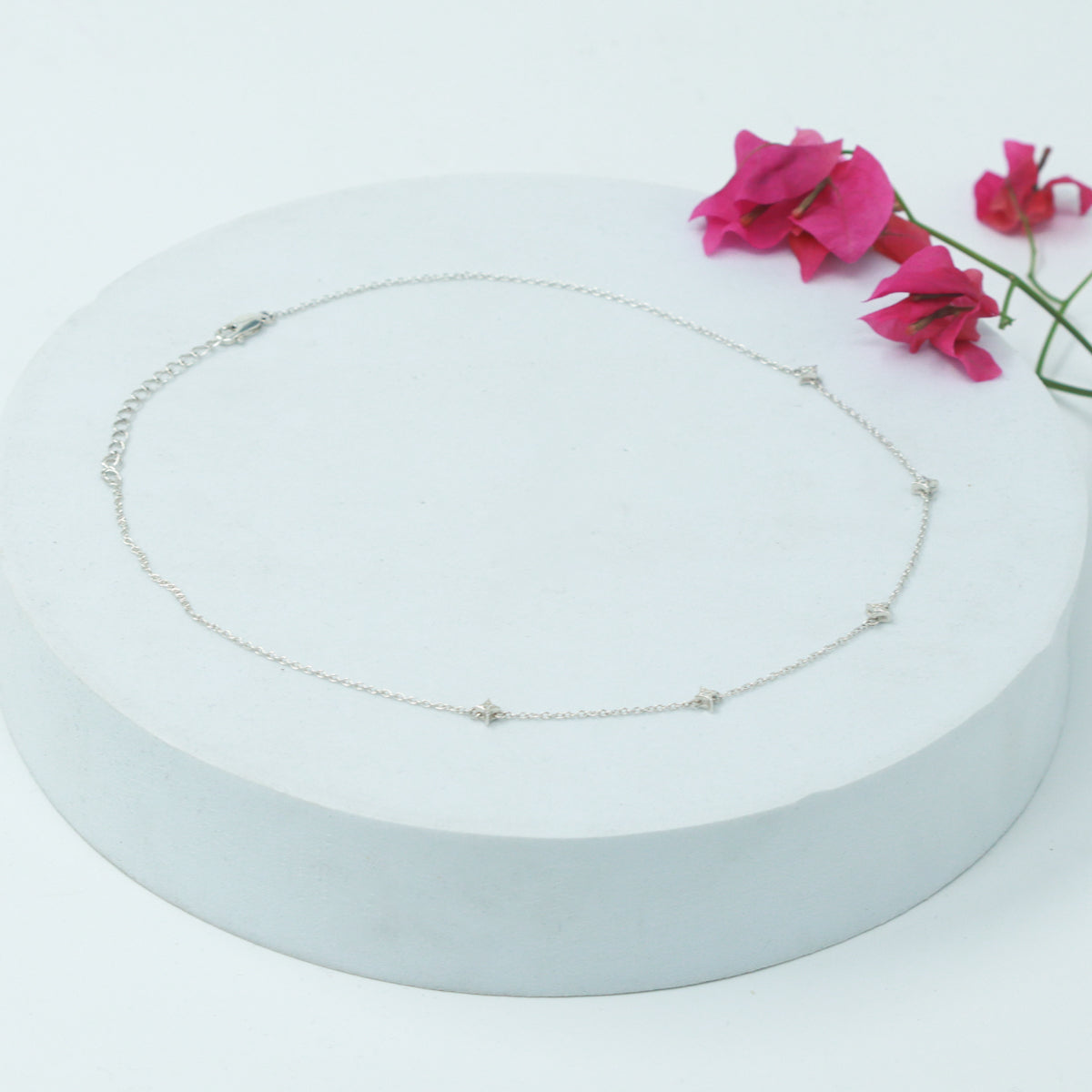 Silver Necklace with CZ Charms