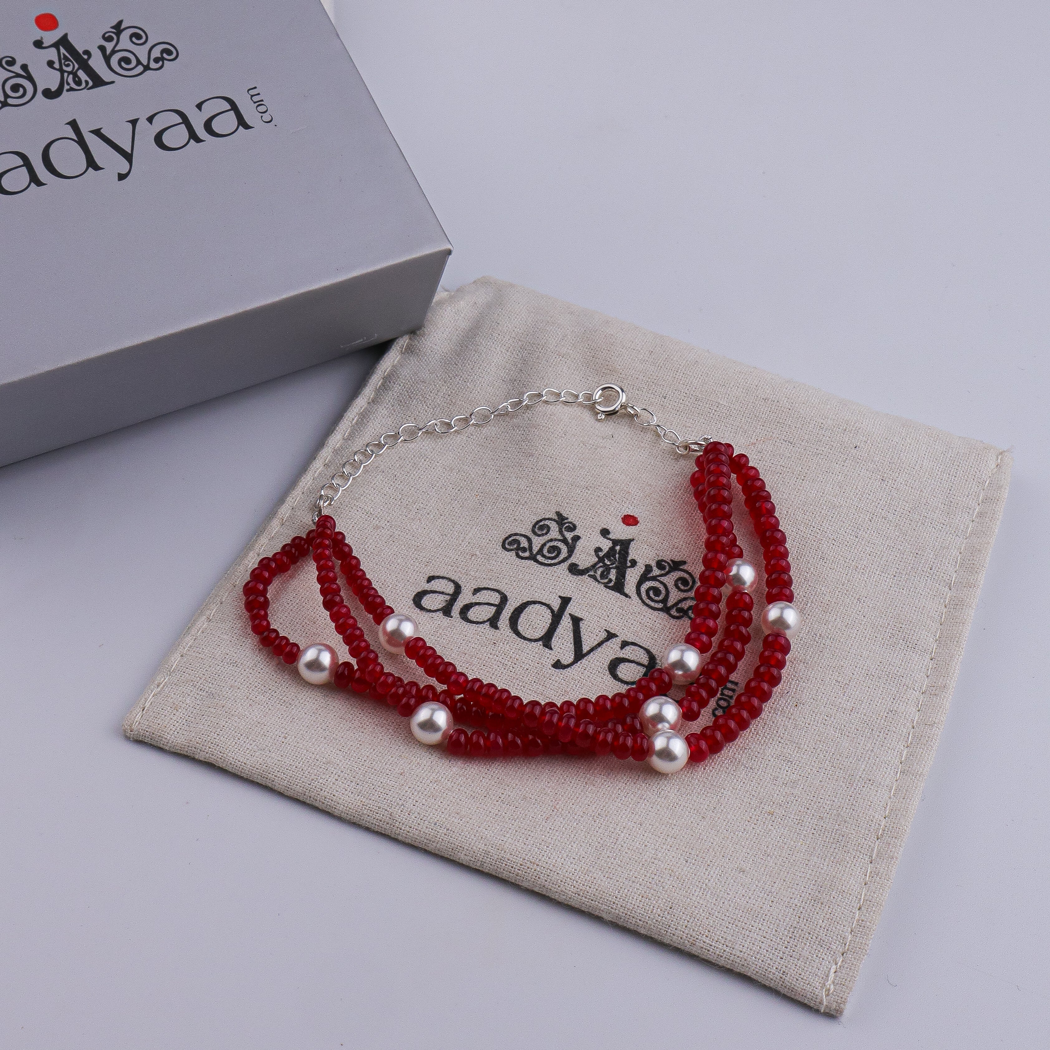 Ruby & Pearl Silver Bracelet (Project Handmade)
