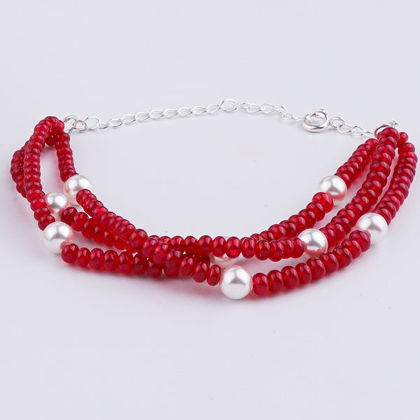 Ruby & Pearl Silver Bracelet (Project Handmade)