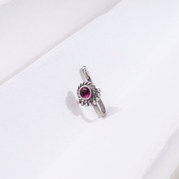 Silver Chandrika Nosepin with purple gemstone