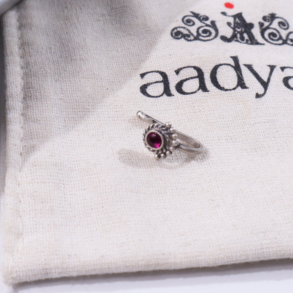 Silver Chandrika Nosepin with intricate design