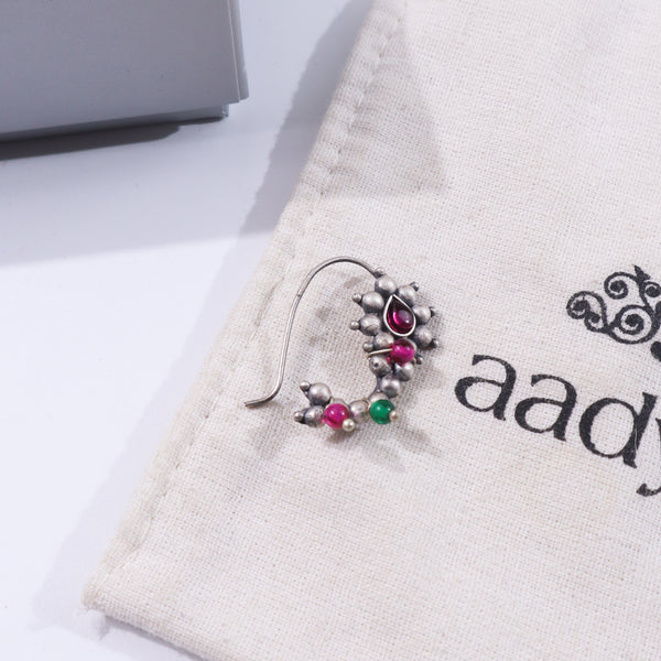 Maharashtrian Nath jewelry with pink and green beads