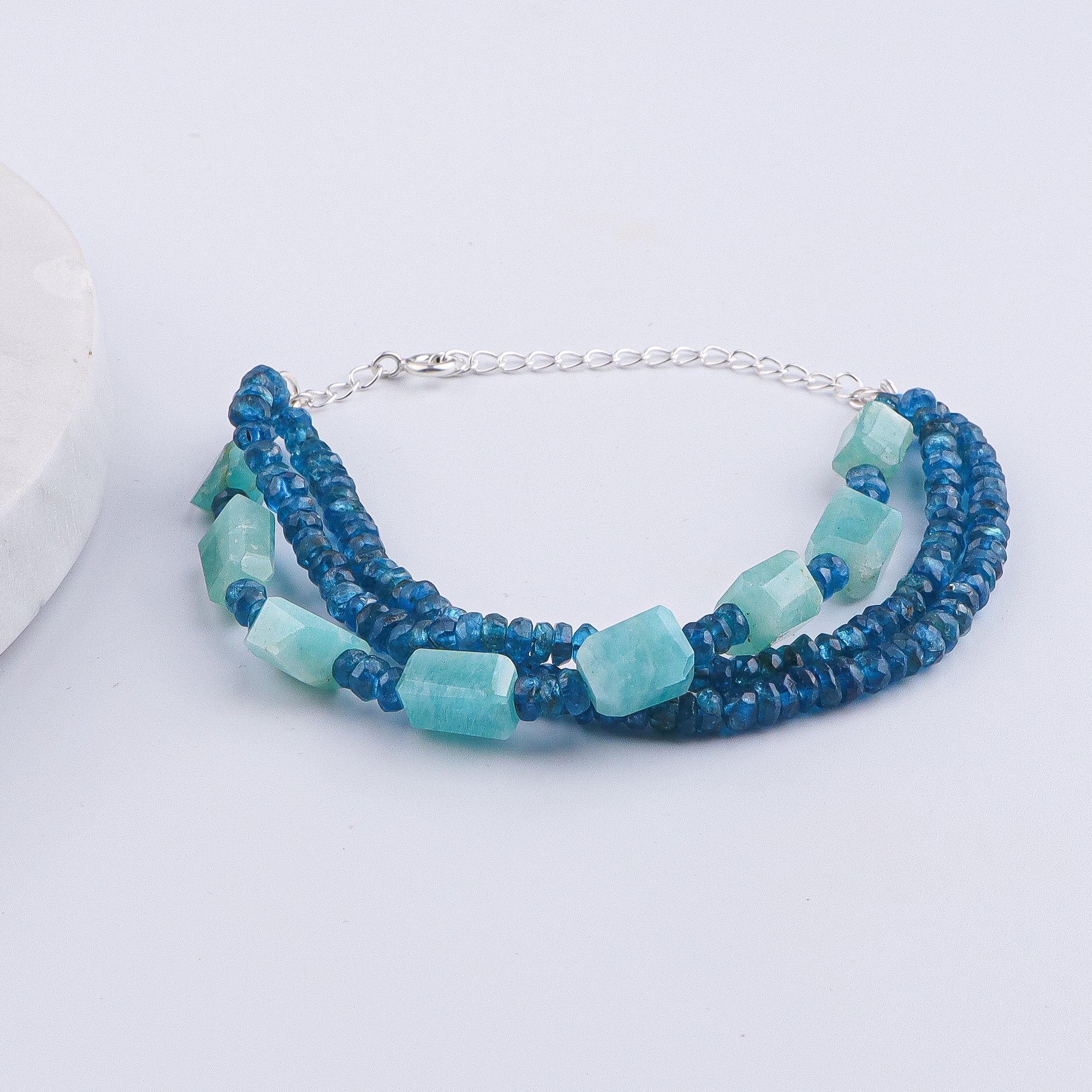 Rhodolite & Amazonite Silver Bracelet (Project Handmade)
