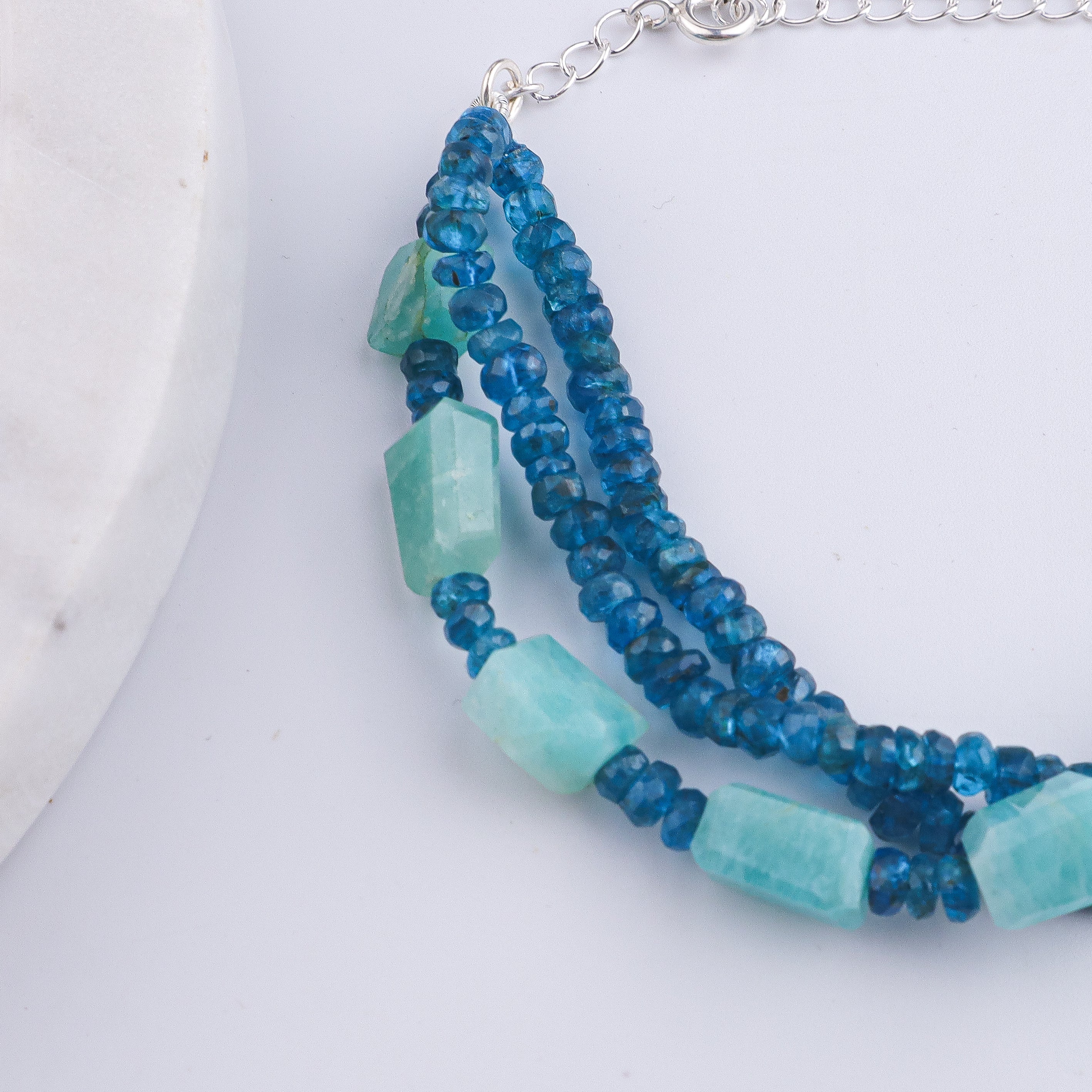 Rhodolite & Amazonite Silver Bracelet (Project Handmade)