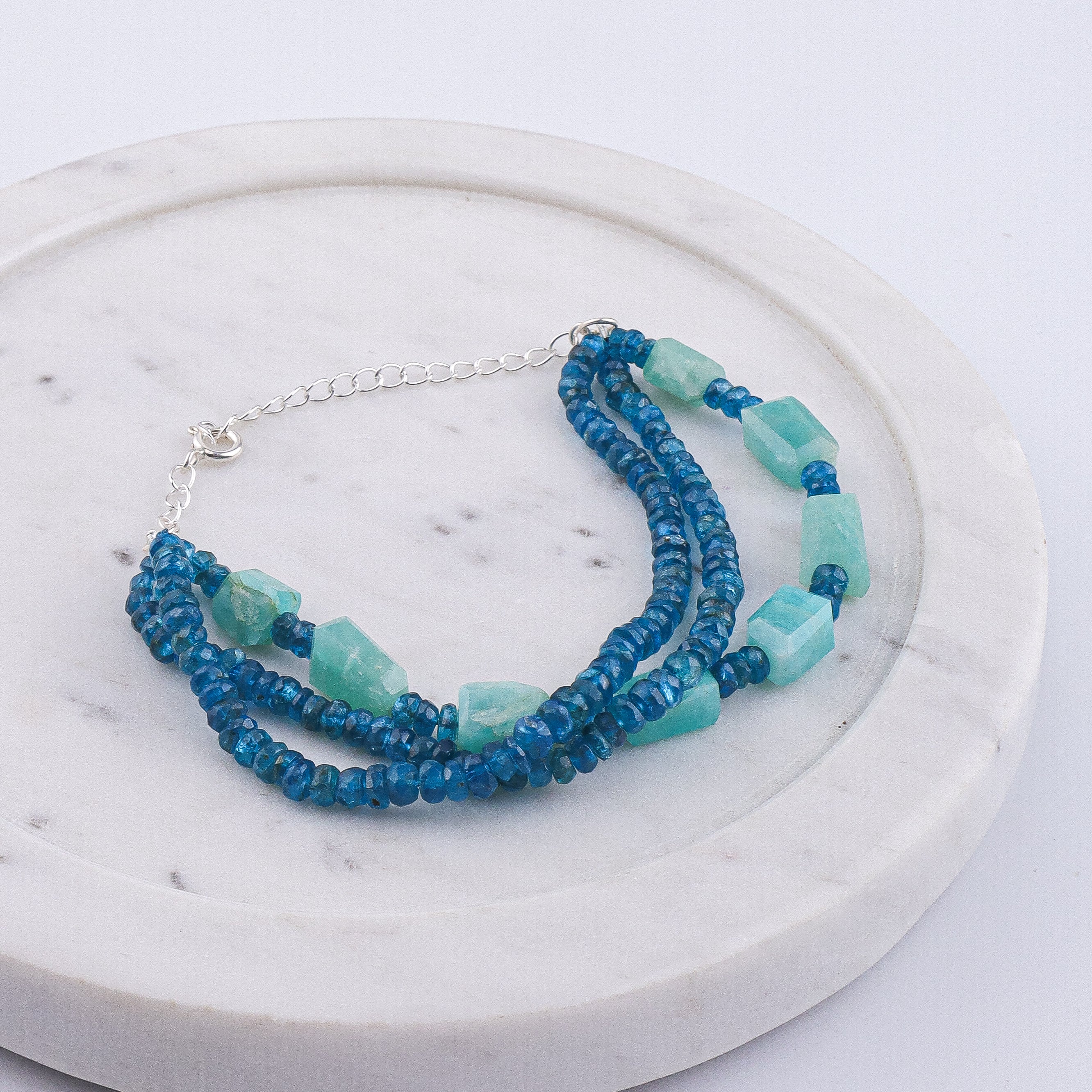 Rhodolite & Amazonite Silver Bracelet (Project Handmade)