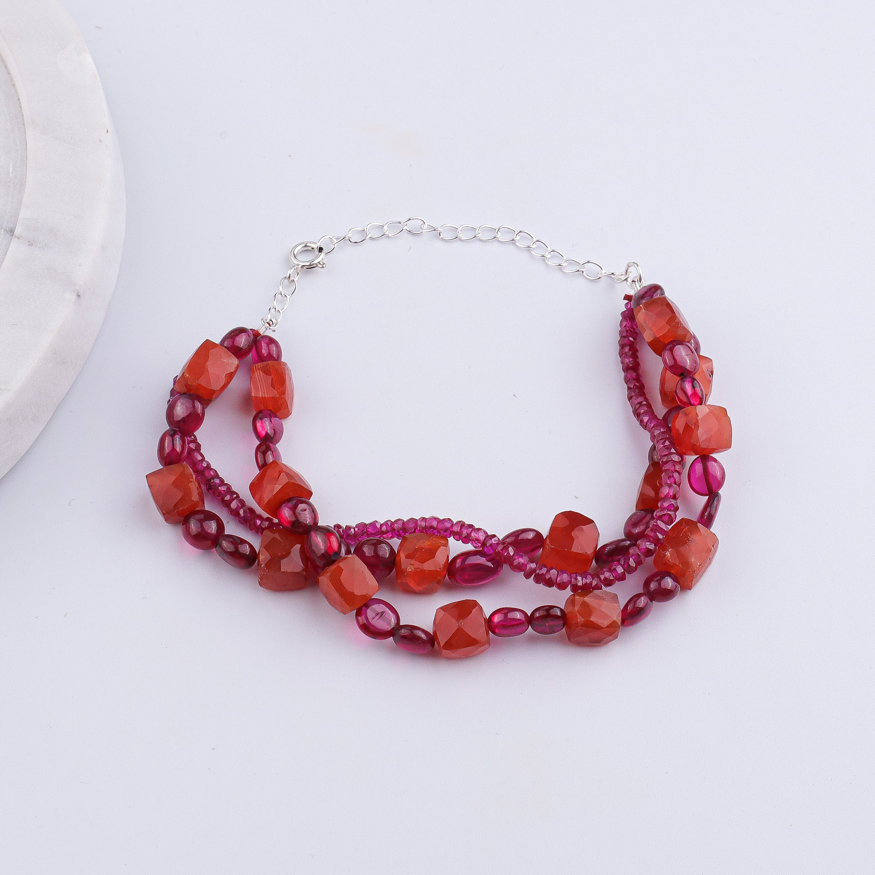Ruby & Carnelian Silver Bracelet (Project Handmade)