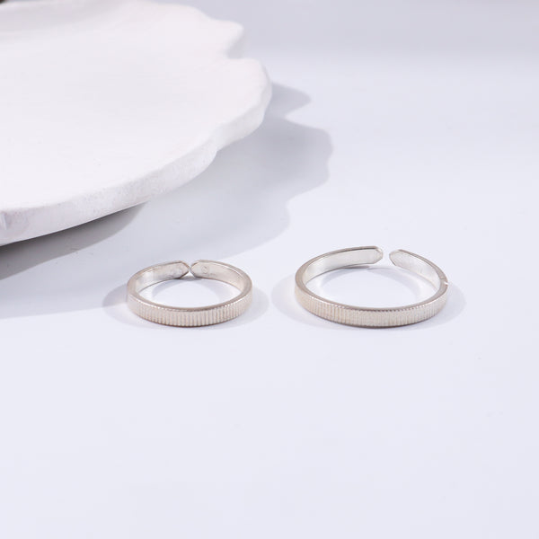 Textured silver couple rings