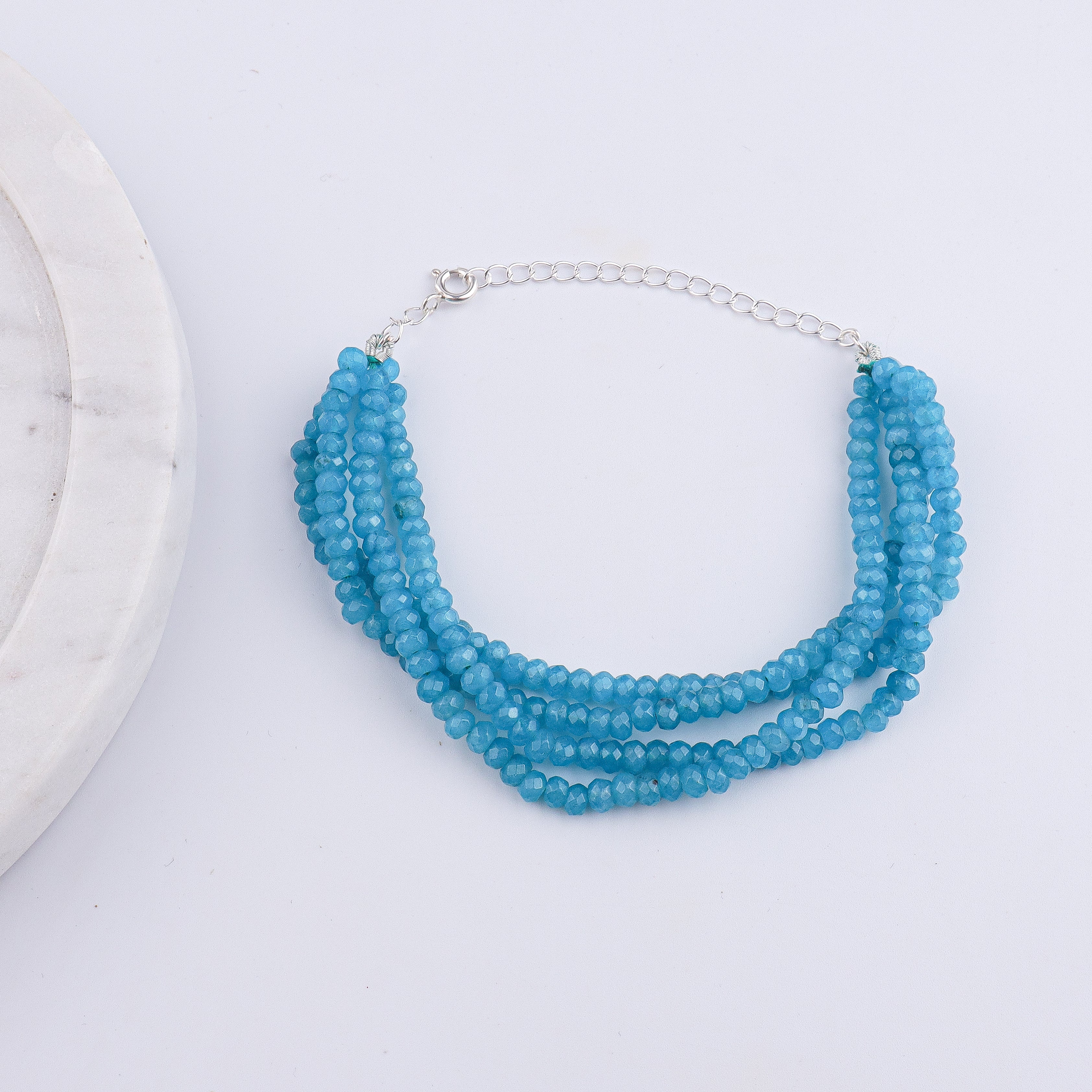 Blue Jade Silver Bracelet (Project Handmade)