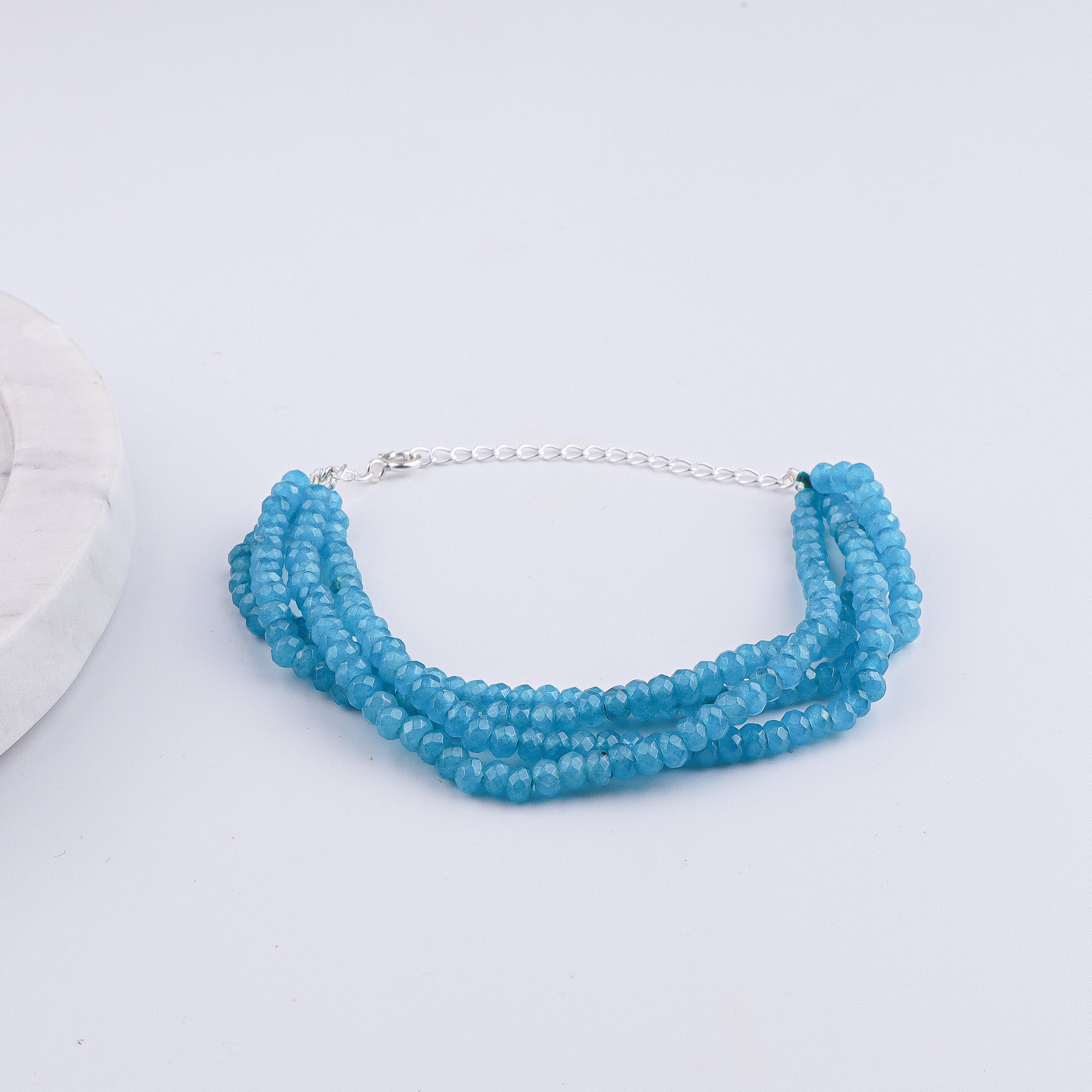 Blue Jade Silver Bracelet (Project Handmade)