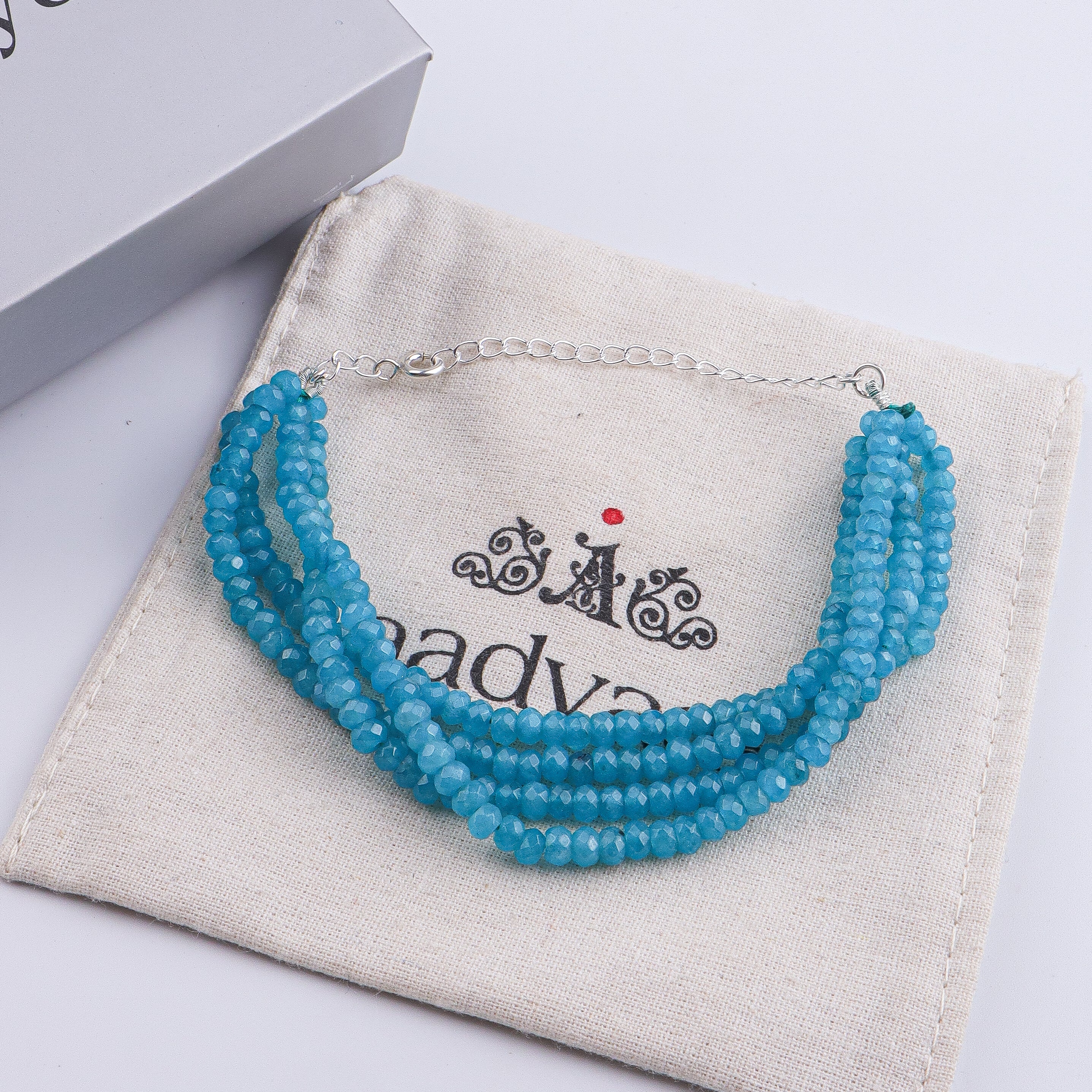 Blue Jade Silver Bracelet (Project Handmade)
