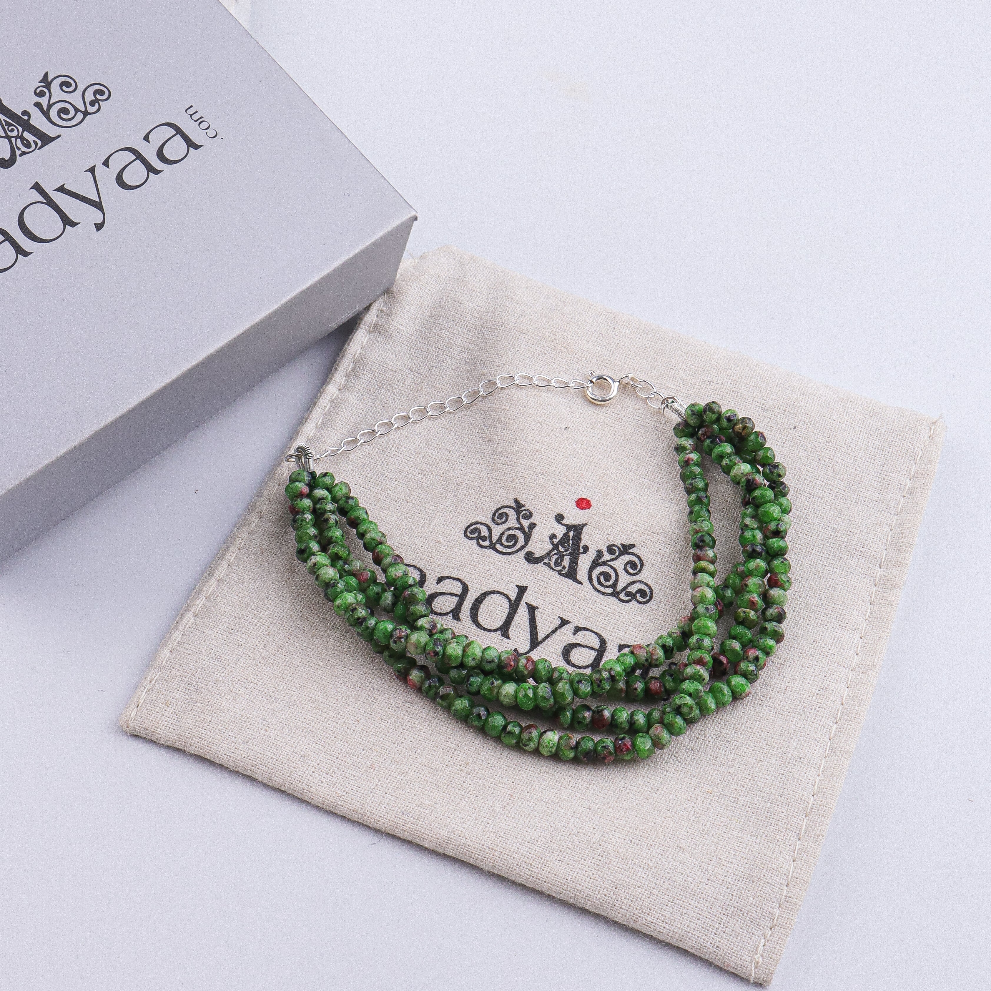 Green Jade Silver Bracelet (Project Handmade)