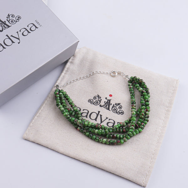 Green Jade Silver Bracelet (Project Handmade)
