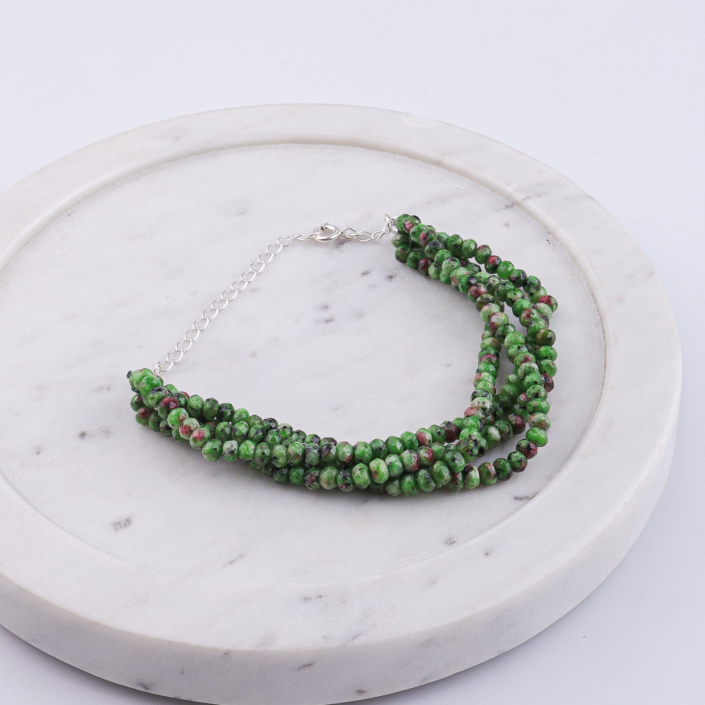Green Jade Silver Bracelet (Project Handmade)
