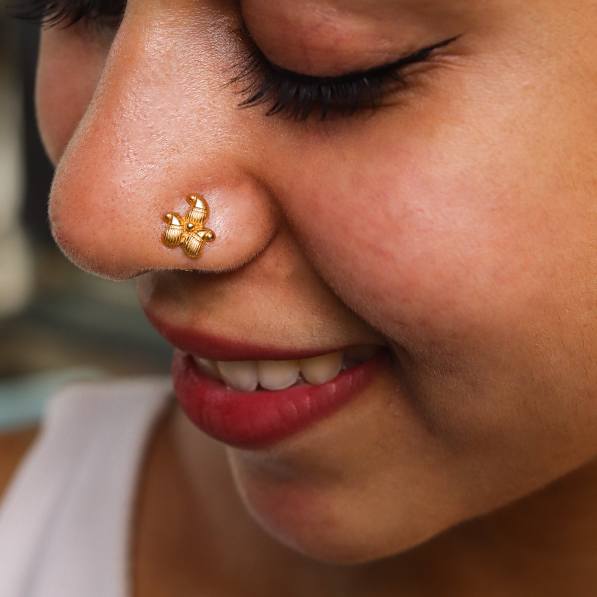 Itihaas Koyari Nose pin- Gold Plated, Pierced