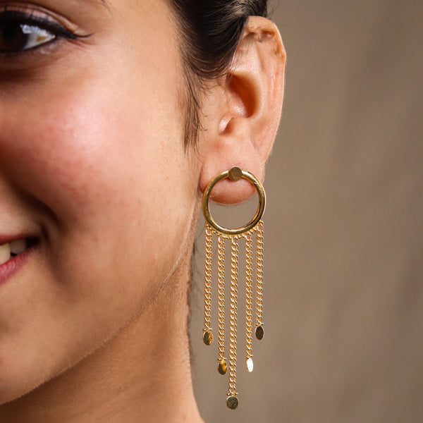 Silver Chain Earring | 92.5 Silver | 22K Gold Plated