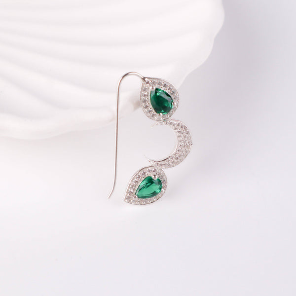 Silver green drop Nath with CZ stones jewelry close-up