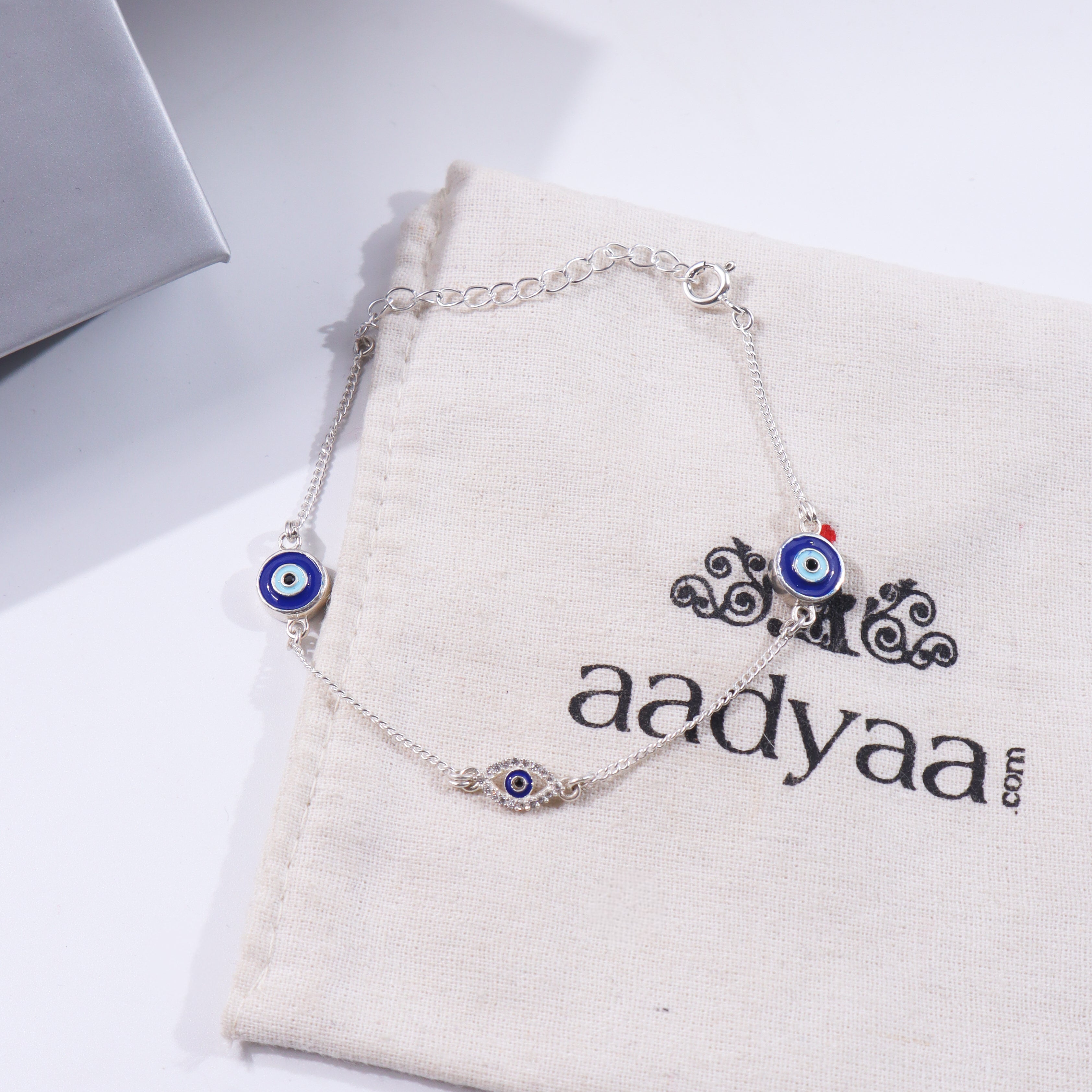 Evil Eye Silver Bracelet with chain