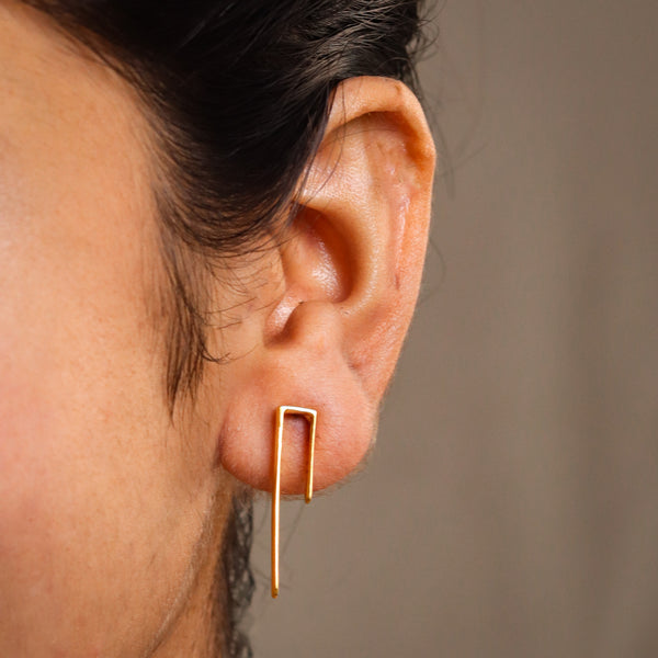 Silver Workwear Earrings : Asymmetric | 92.5 Silver | 22K Gold Plated