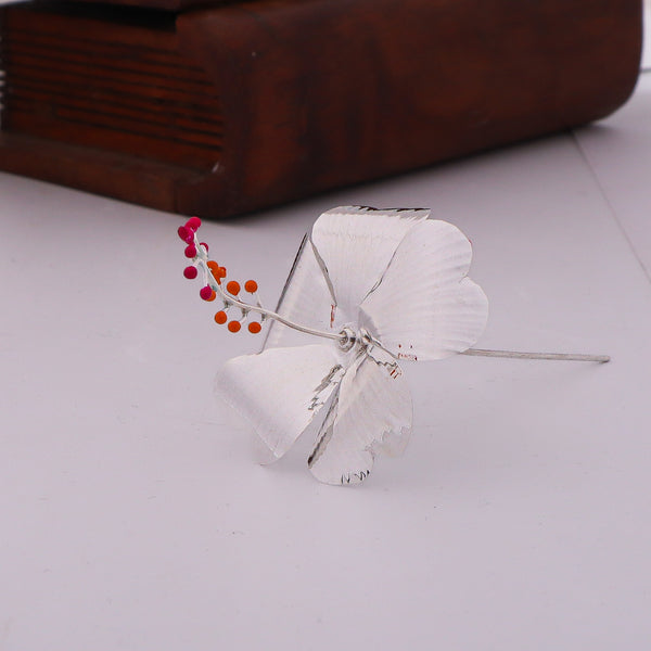 Silver Hibiscus Flower small for decor and rituals