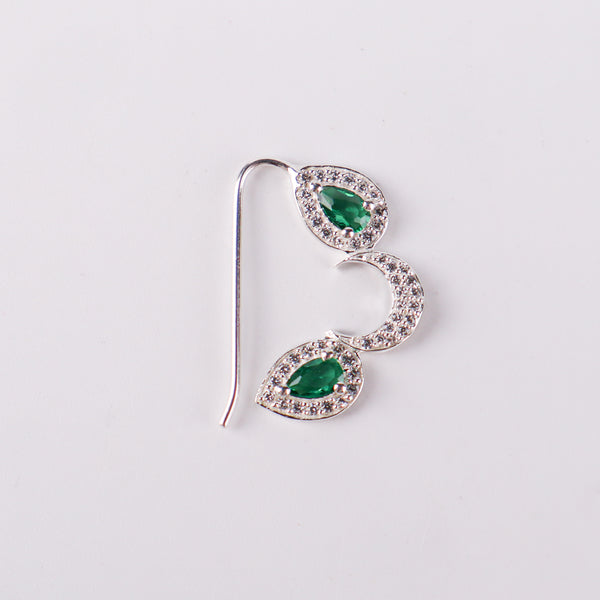 Silver green drop nath with cz stones jewelry on white background