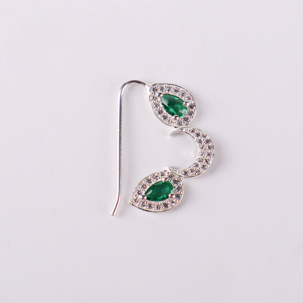 Silver green drop nath with cz stones jewelry on white background